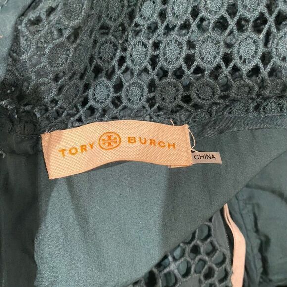 Tory Burch Hallie Broderie Anglaise A-Line Honeycomb Lace Dress No Size Tag - Picture 7 of 8